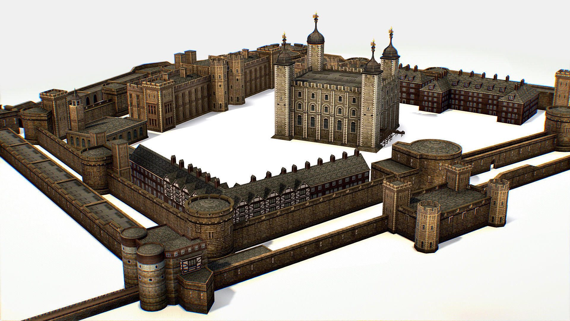 Fortress of the Tower of London historic castle 3d model Low-poly 3D model_27