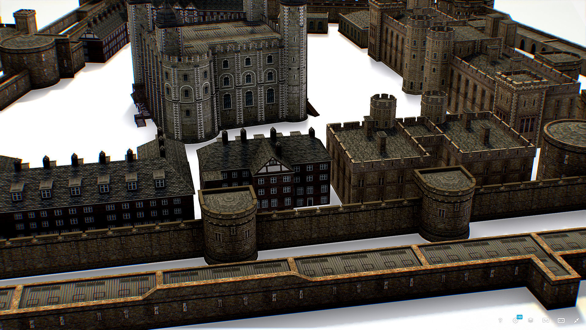Fortress of the Tower of London historic castle 3d model Low-poly 3D model_17