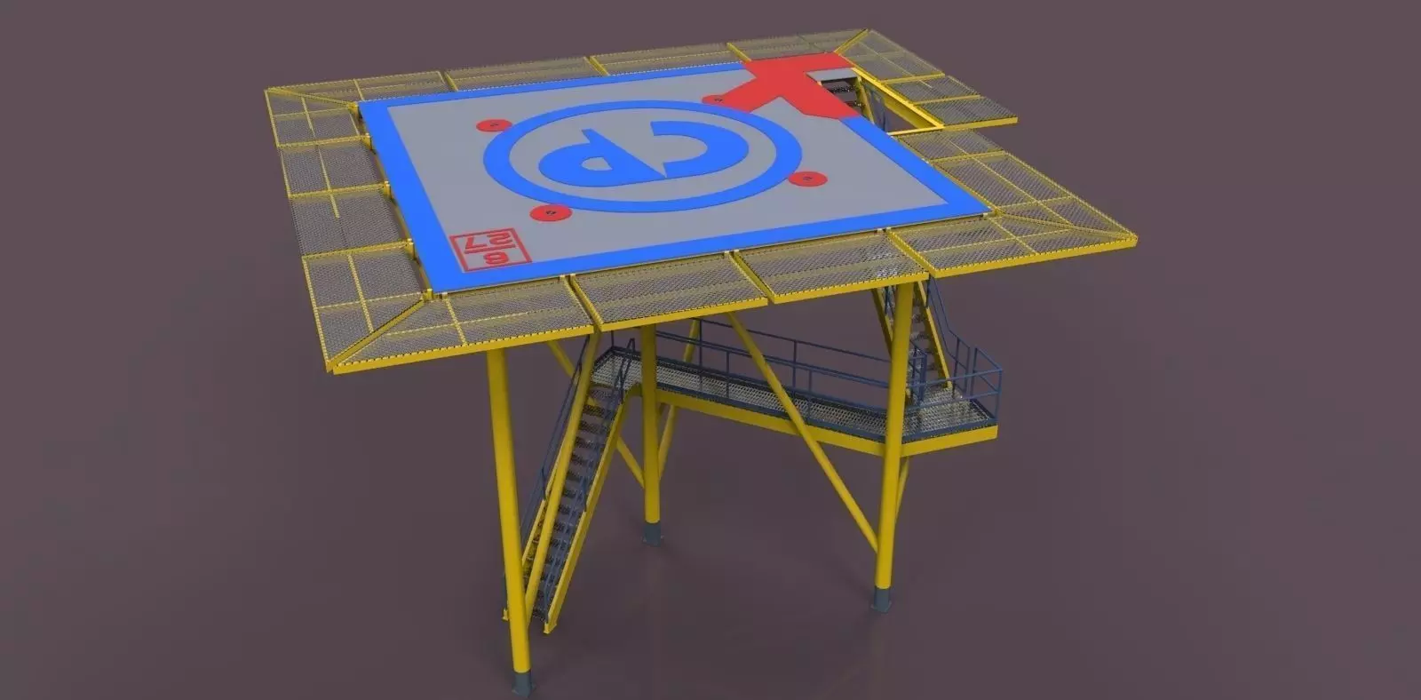 3 Leg helideck Free 3D model