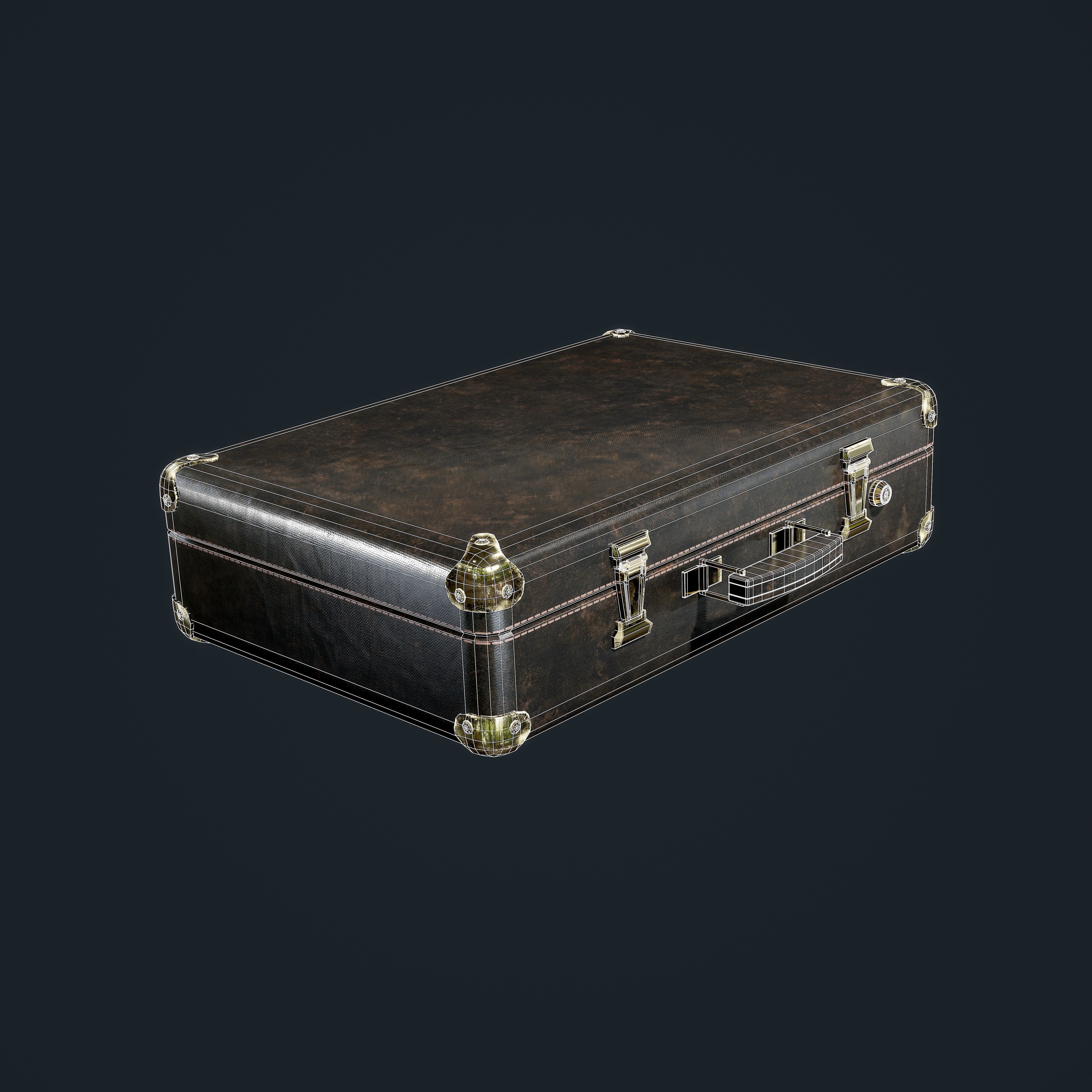 Leather Suitcase Luggage Game Ready Low-poly 3D model_1