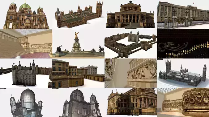 AR VR Historical Building Architectural Monument 3D Model Collection
