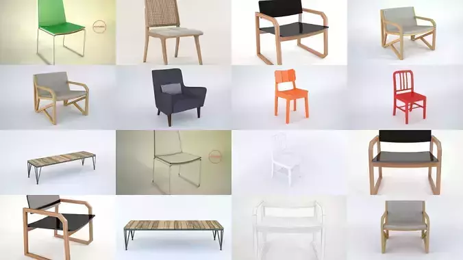 8 Chairs Collection wooden chair with fabric 