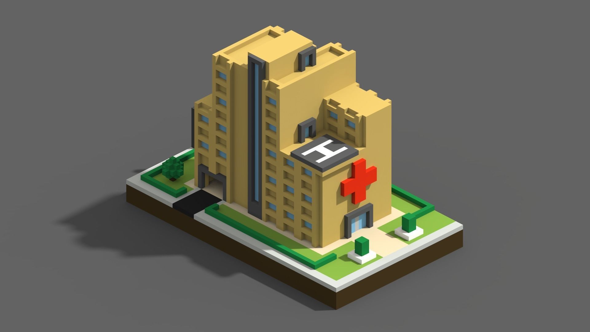 Voxel City Low-poly 3D model_13