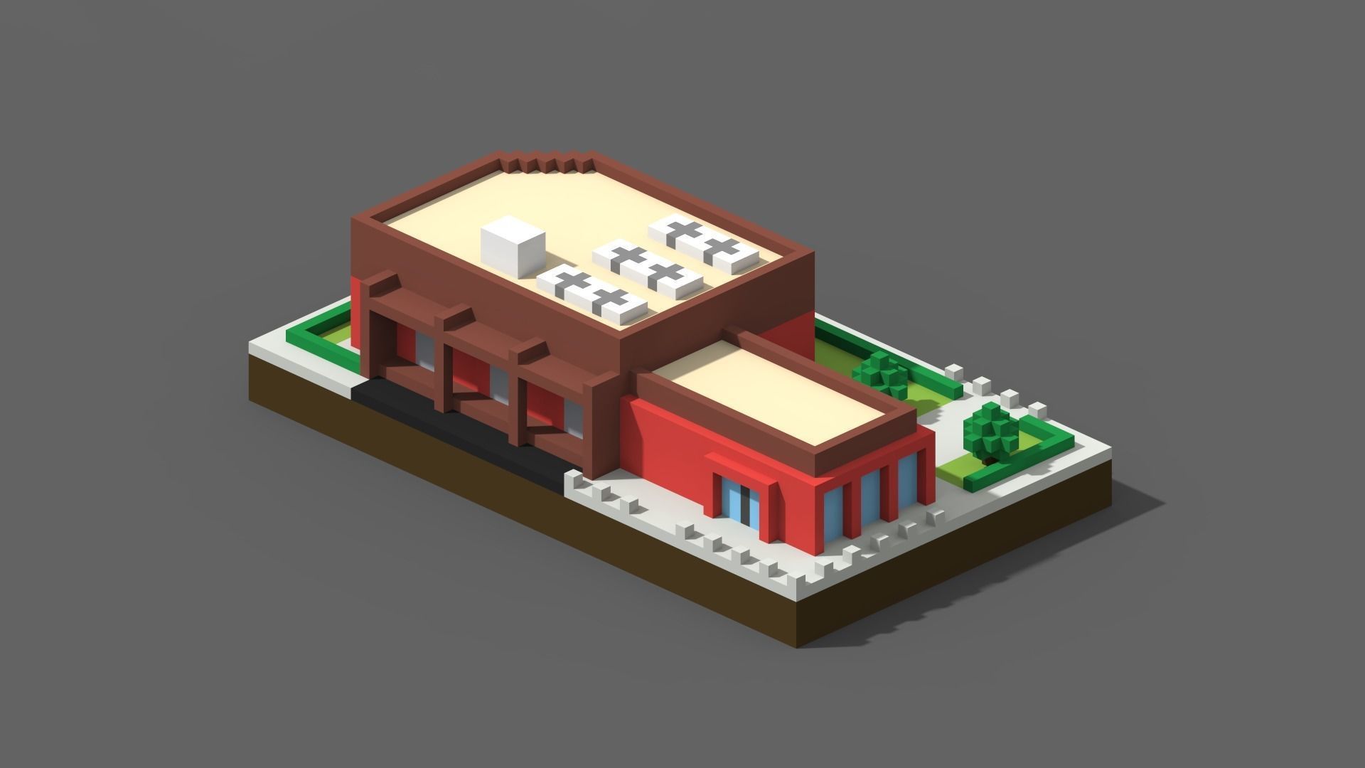 Voxel City Low-poly 3D model_11