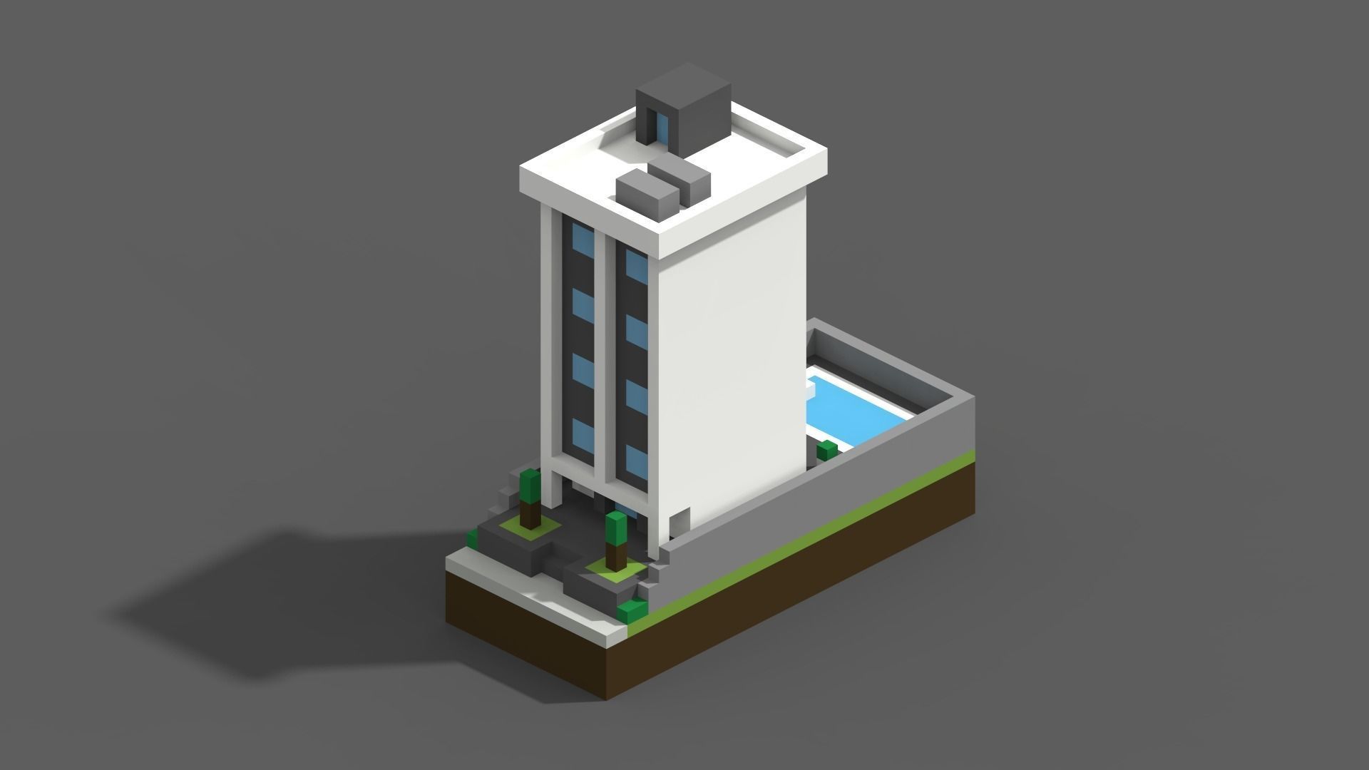 Voxel City Low-poly 3D model_19