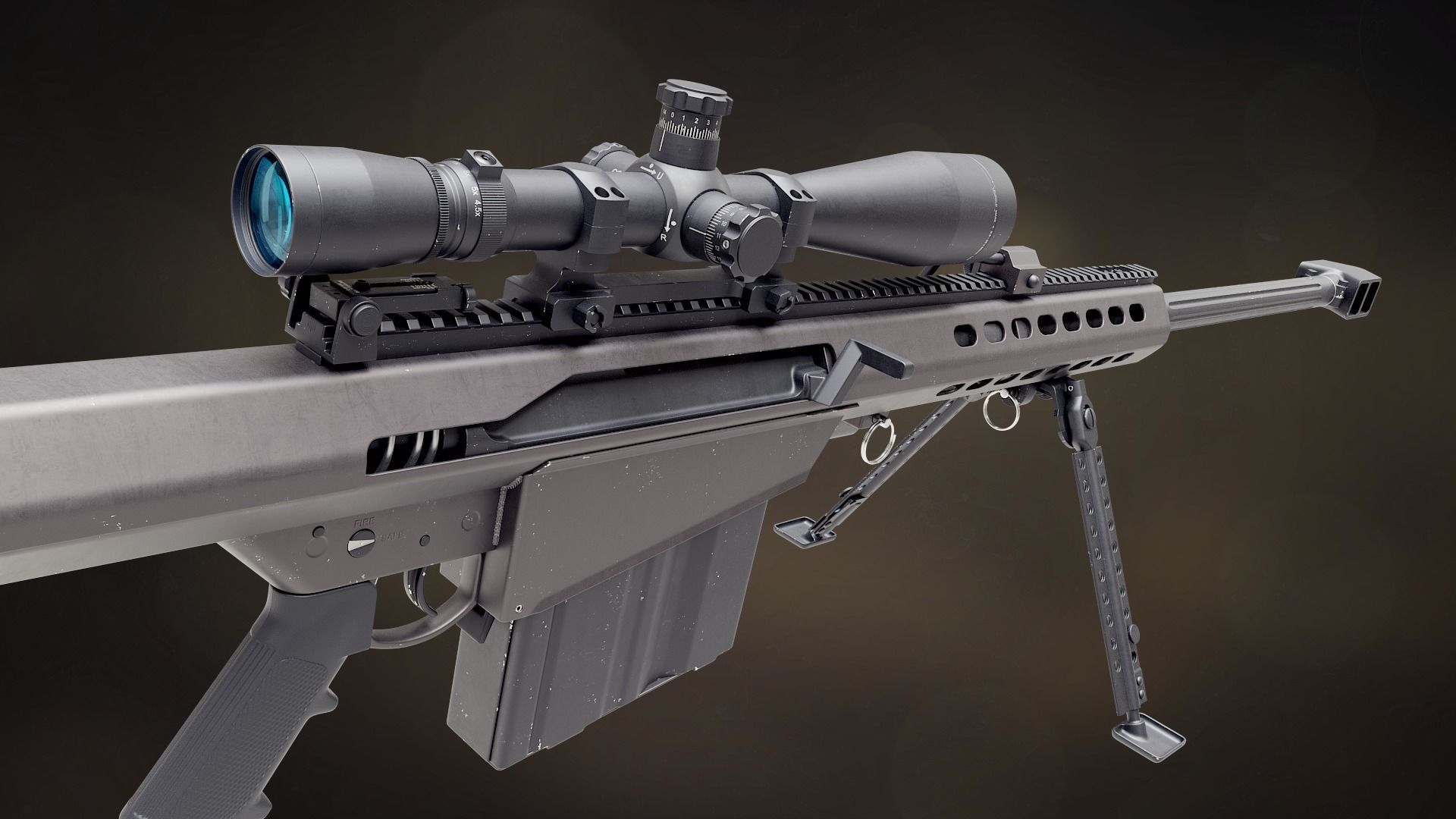 Barrett M82A1 sniper rifle 3D model_4