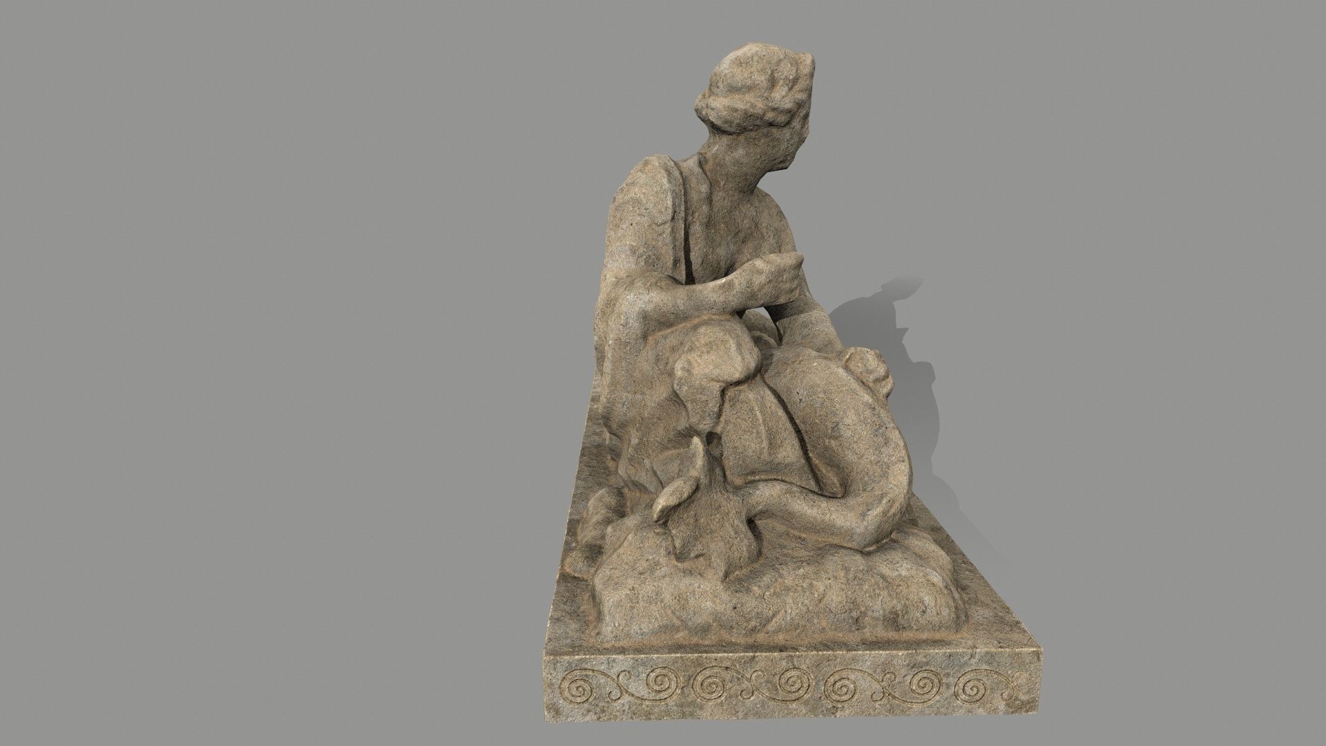 Woman  Statue Low-poly 3D model_4