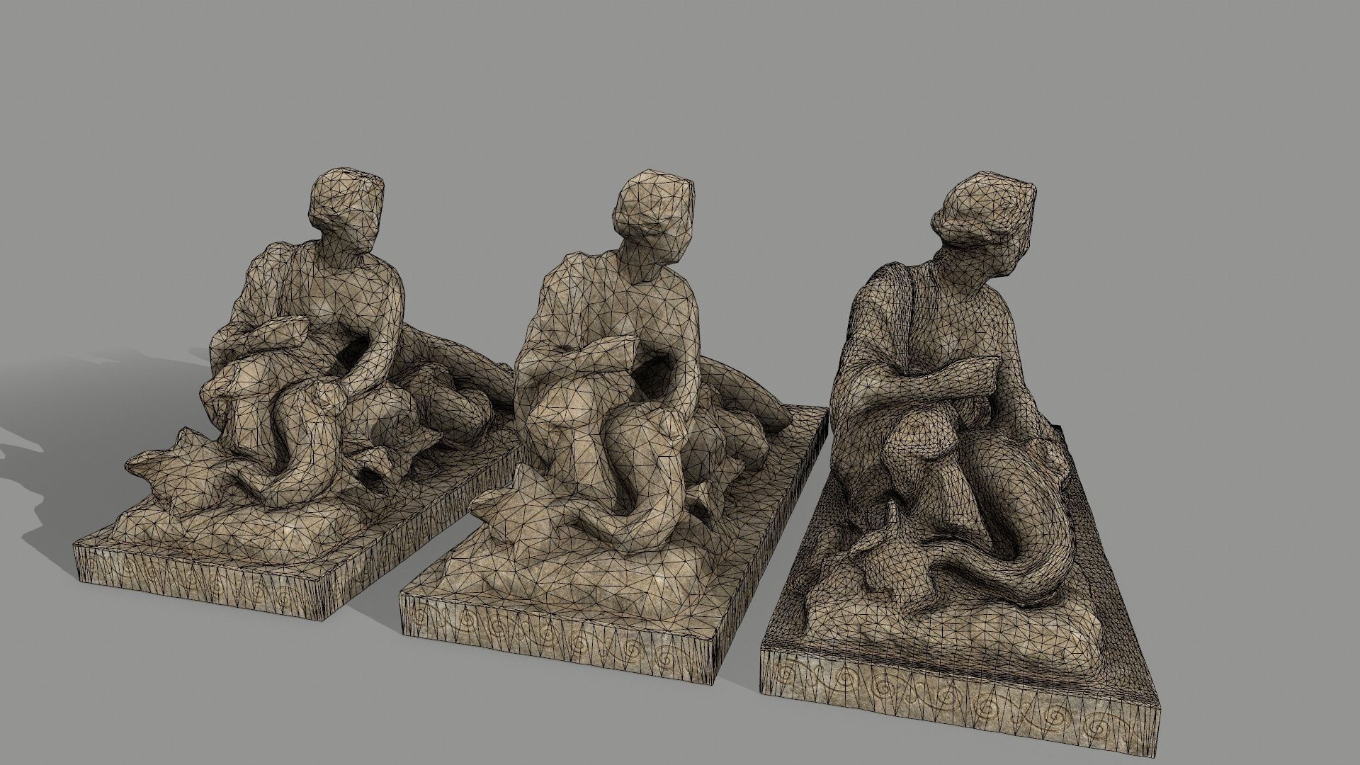 Woman  Statue Low-poly 3D model_13