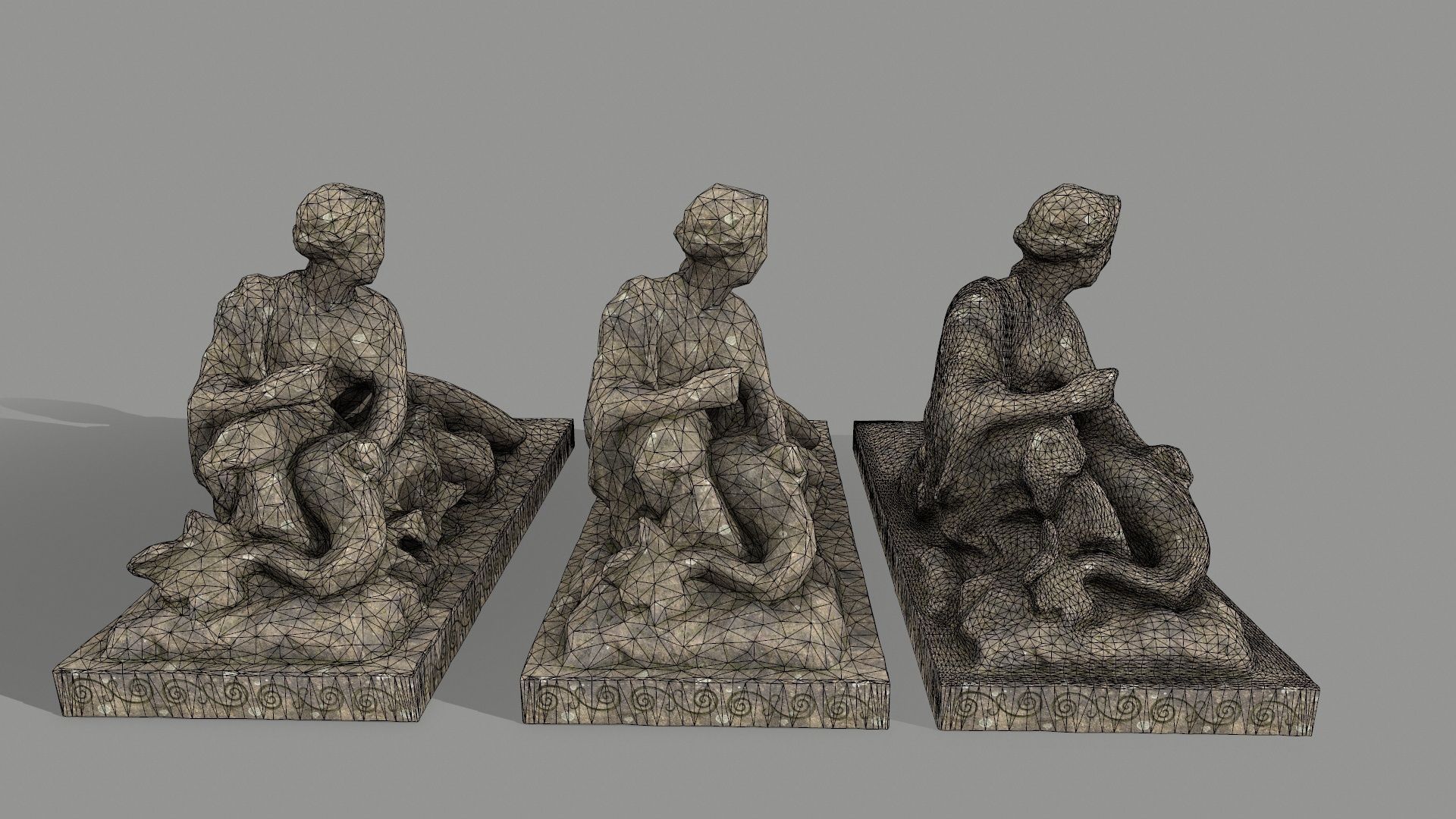 Woman Statue Low-poly 3D model_13