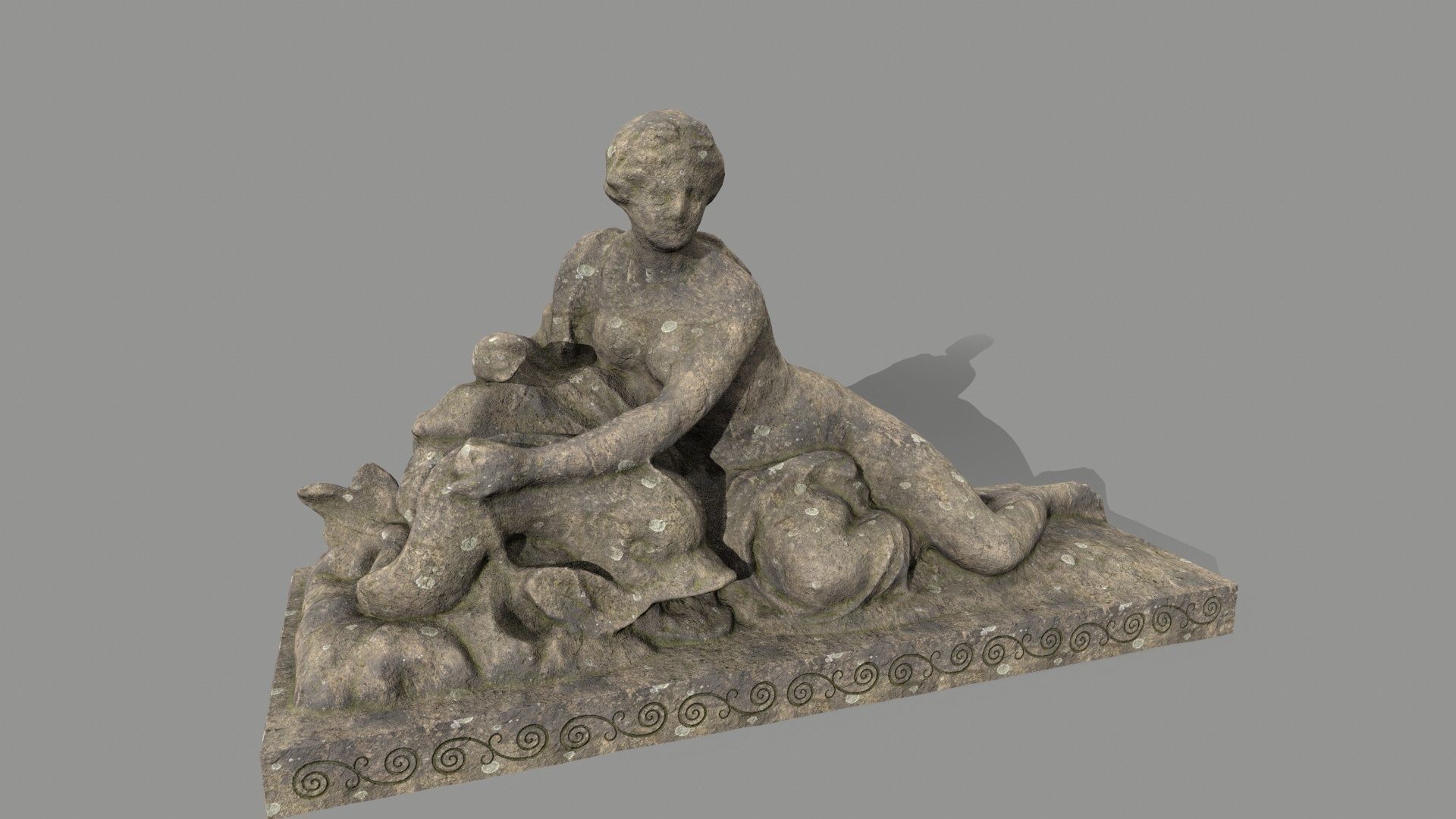 Woman Statue Low-poly 3D model_2