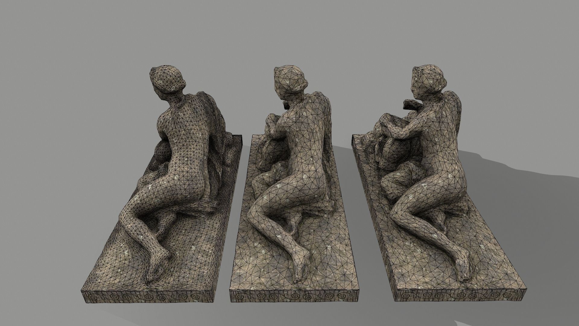 Woman Statue Low-poly 3D model_12