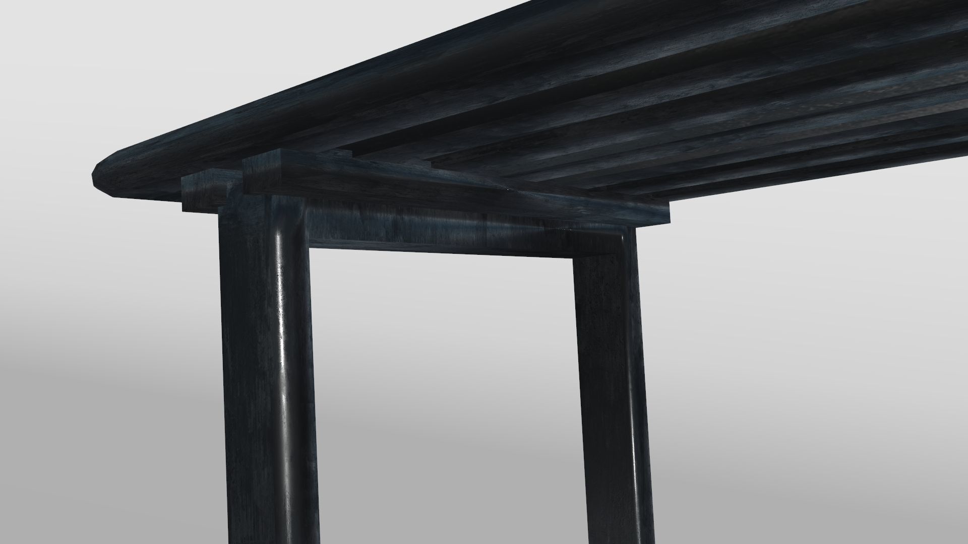 Black Bench Low-poly 3D model_3