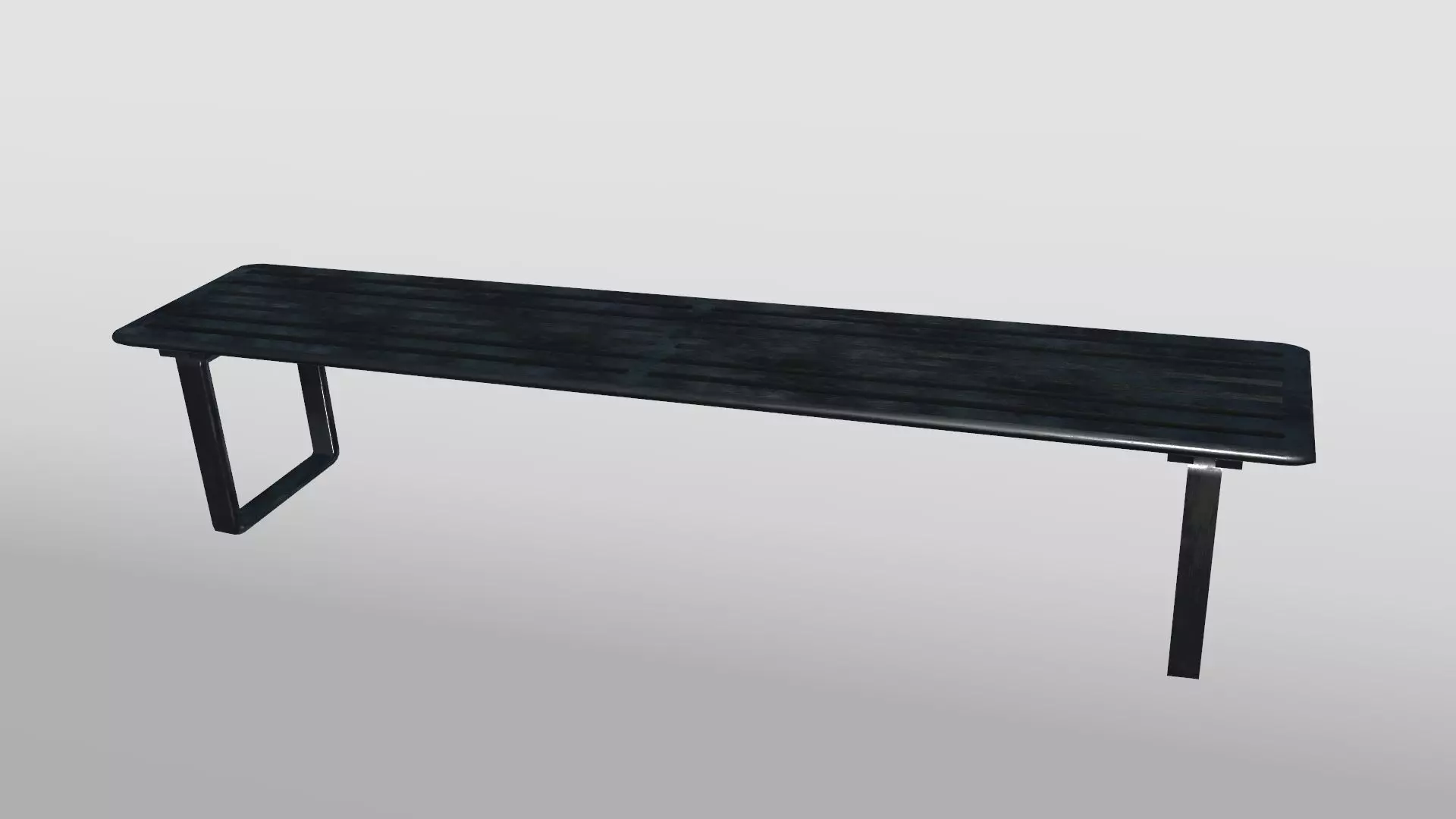 Black Bench Low-poly 3D model_0