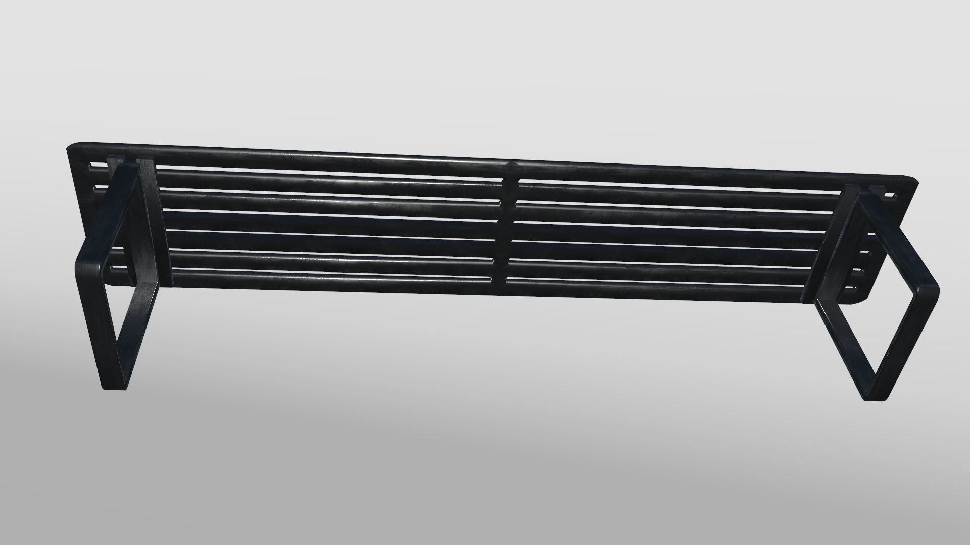 Black Bench Low-poly 3D model_2