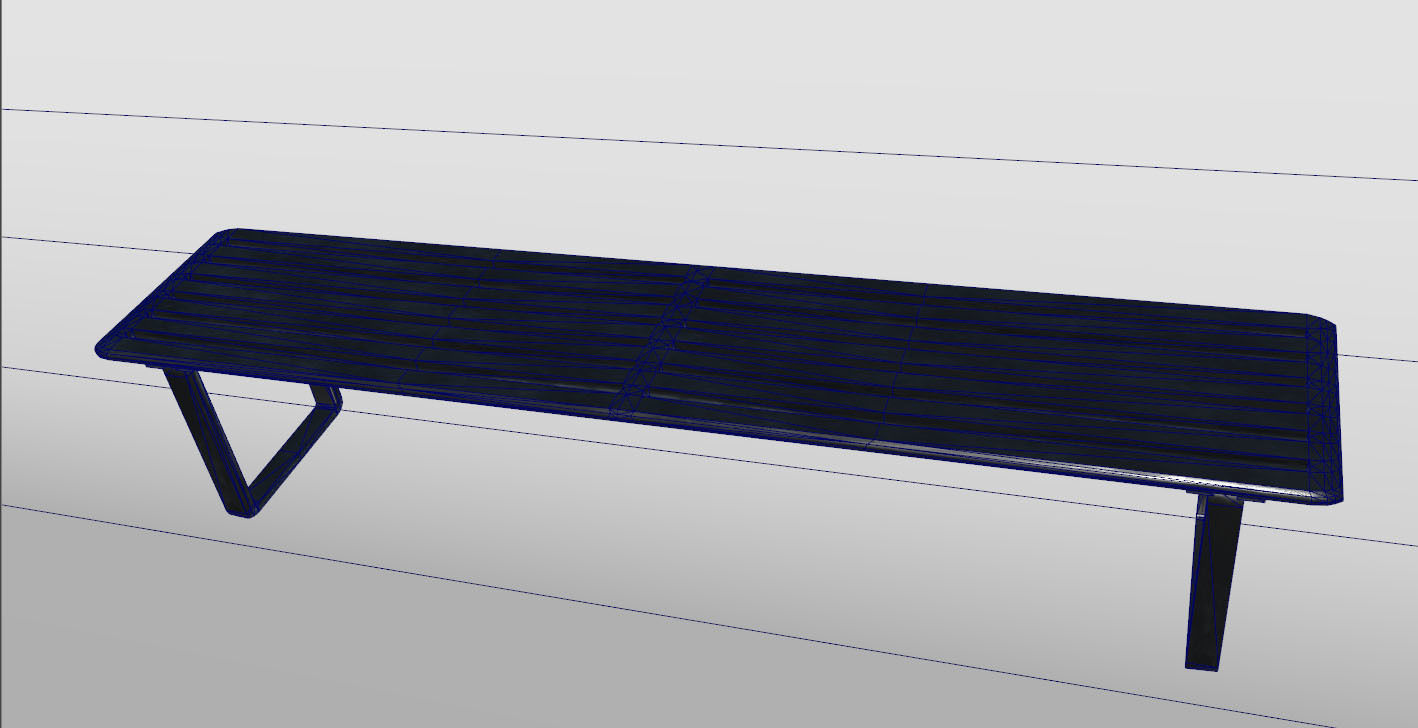Black Bench Low-poly 3D model_6
