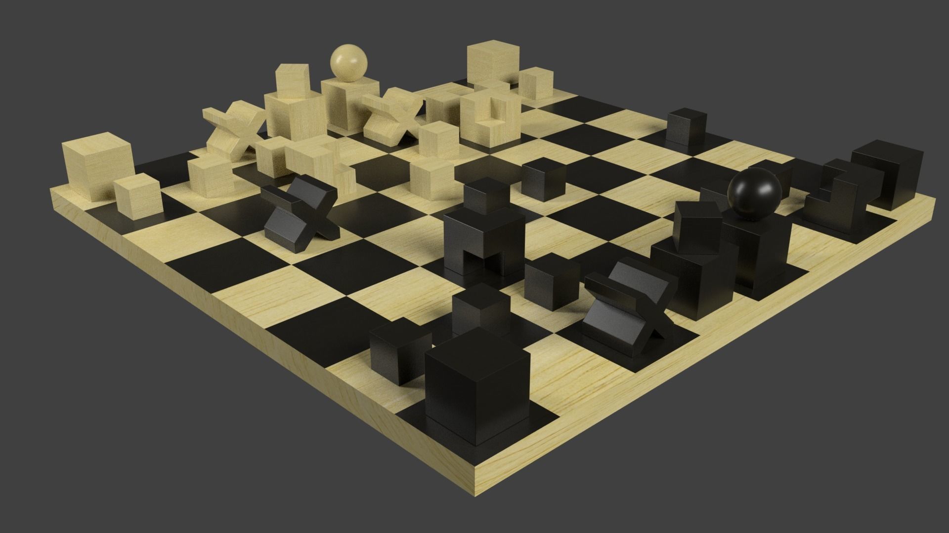 Bauhaus chess set 3D model_1