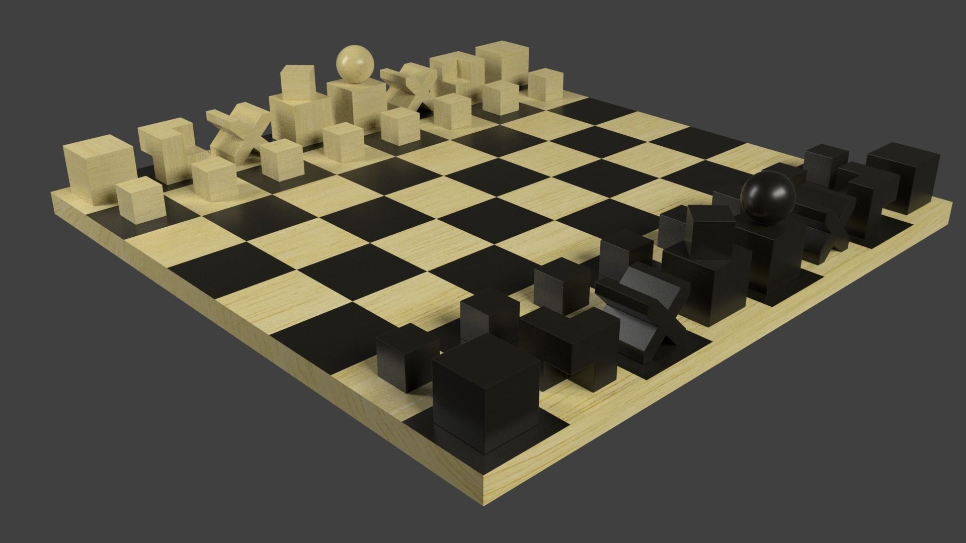 Bauhaus chess set 3D model_3