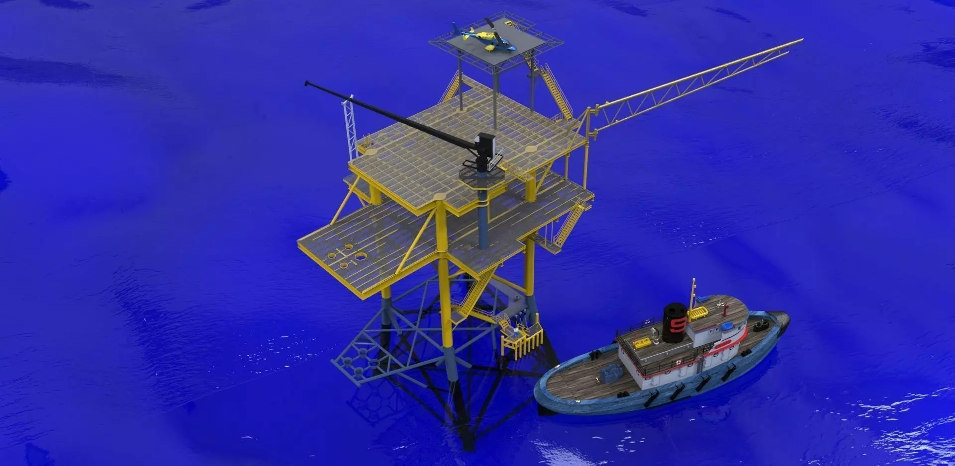 4 pile production platform Free 3D model