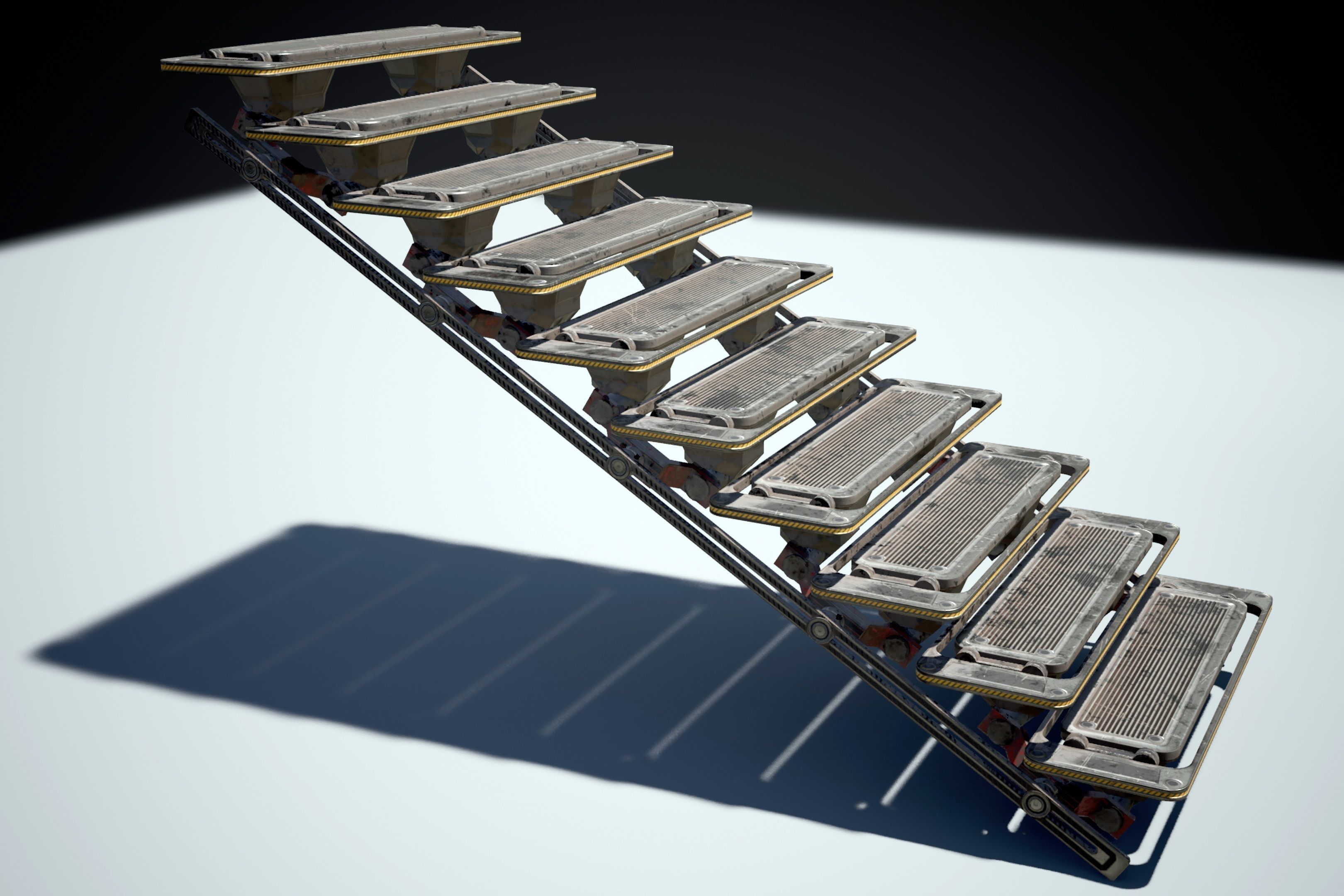 Cyberpunk  Stair -  sci fi Low-poly 3D model_2