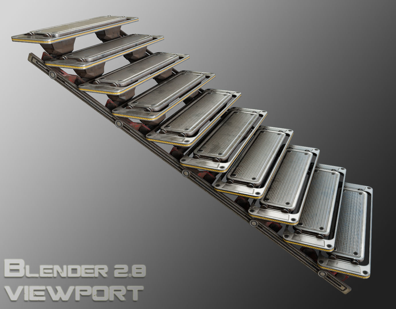 Cyberpunk  Stair -  sci fi Low-poly 3D model_12