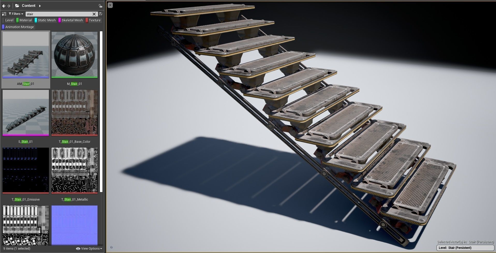 Cyberpunk  Stair -  sci fi Low-poly 3D model_14
