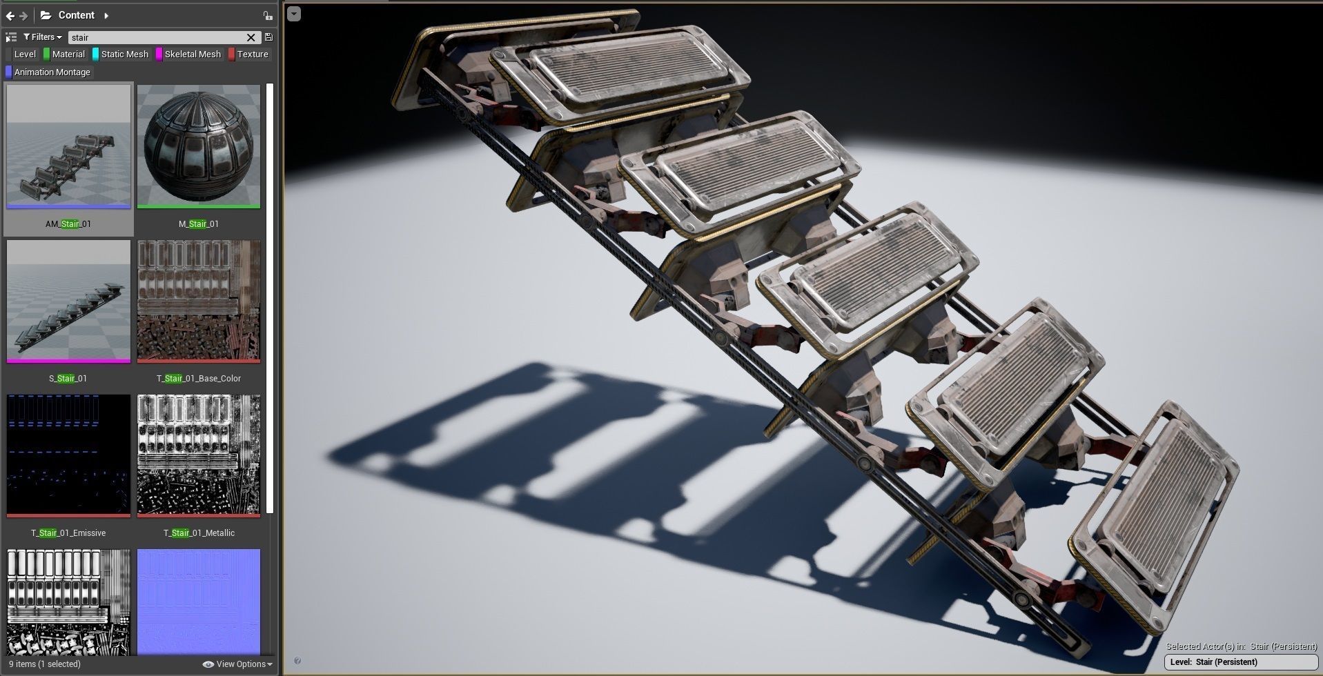 Cyberpunk  Stair -  sci fi Low-poly 3D model_16