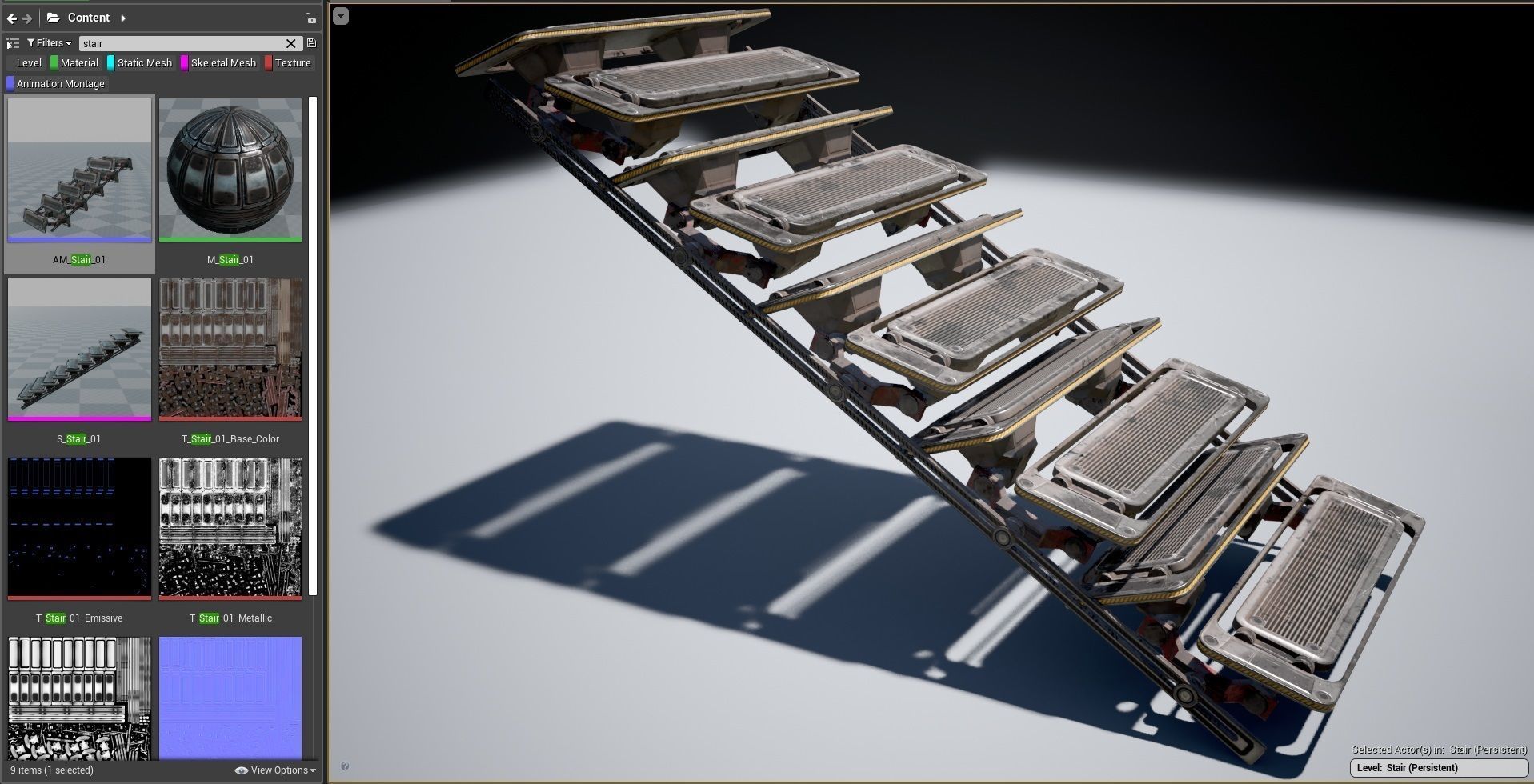 Cyberpunk  Stair -  sci fi Low-poly 3D model_15