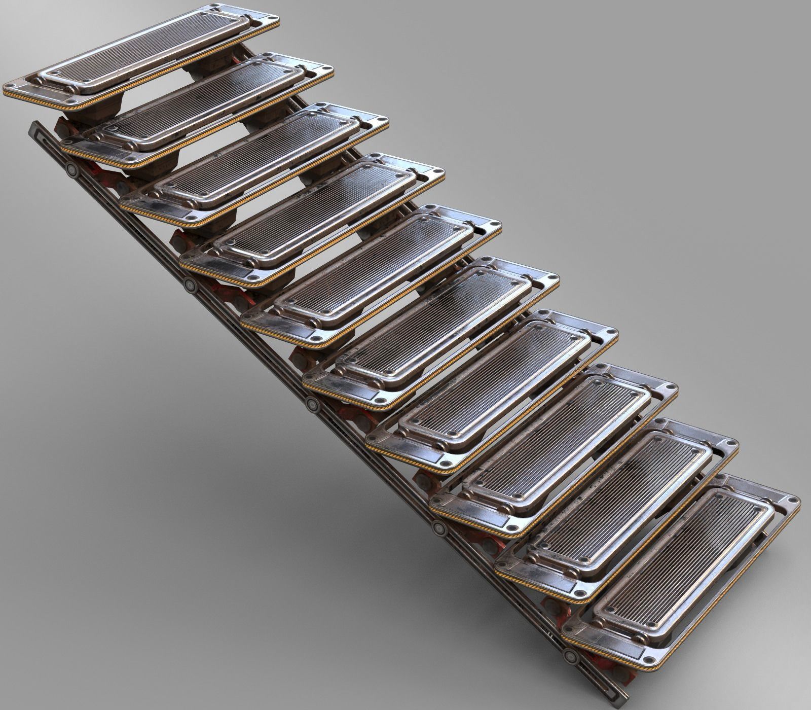 Cyberpunk  Stair -  sci fi Low-poly 3D model_7