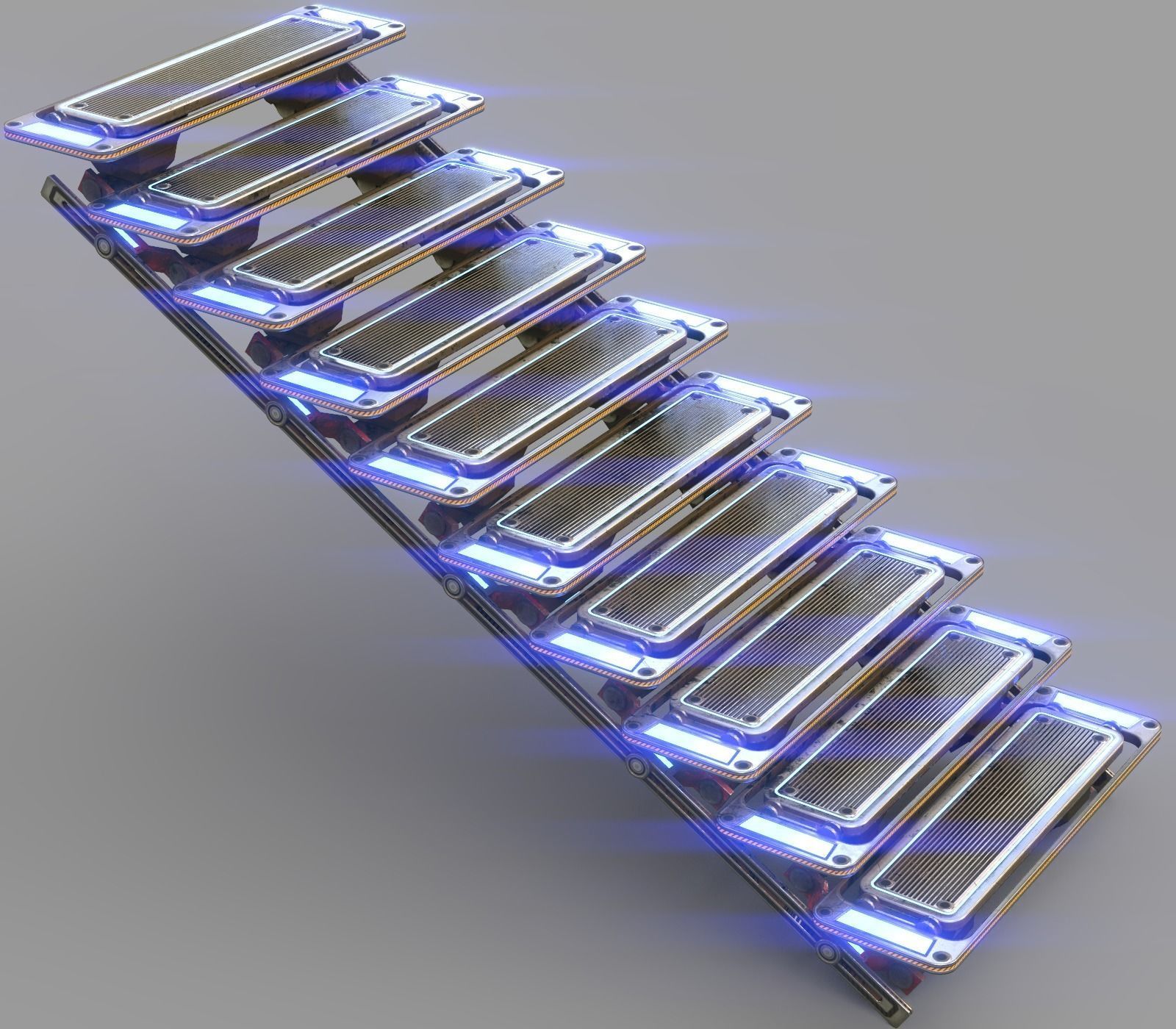 Cyberpunk  Stair -  sci fi Low-poly 3D model_11