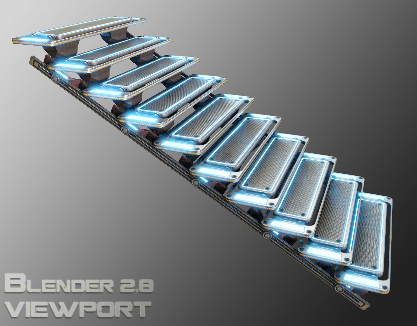 Cyberpunk  Stair -  sci fi Low-poly 3D model_13