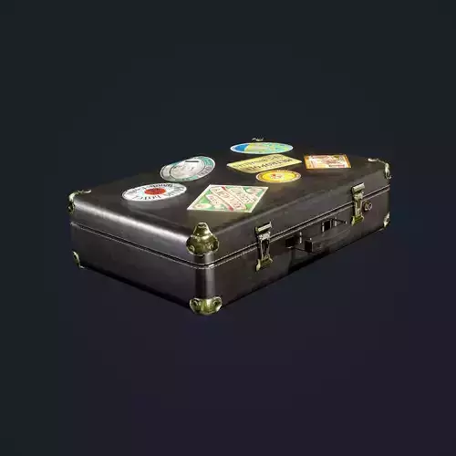 Leather Suitcase Luggage Low Poly Game Ready Low-poly 3D model
