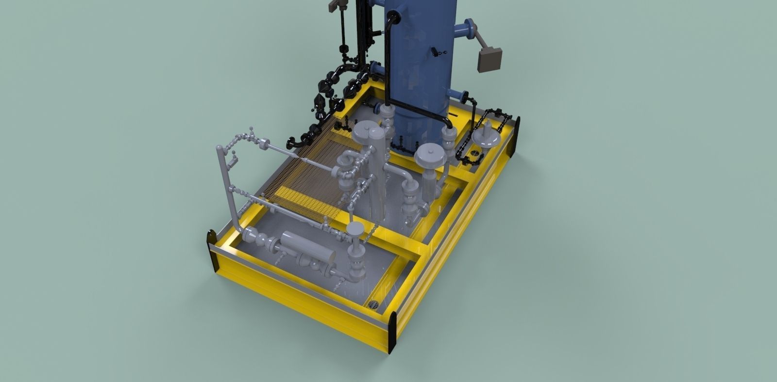 Fuel gas scrubber skid Free 3D model_2