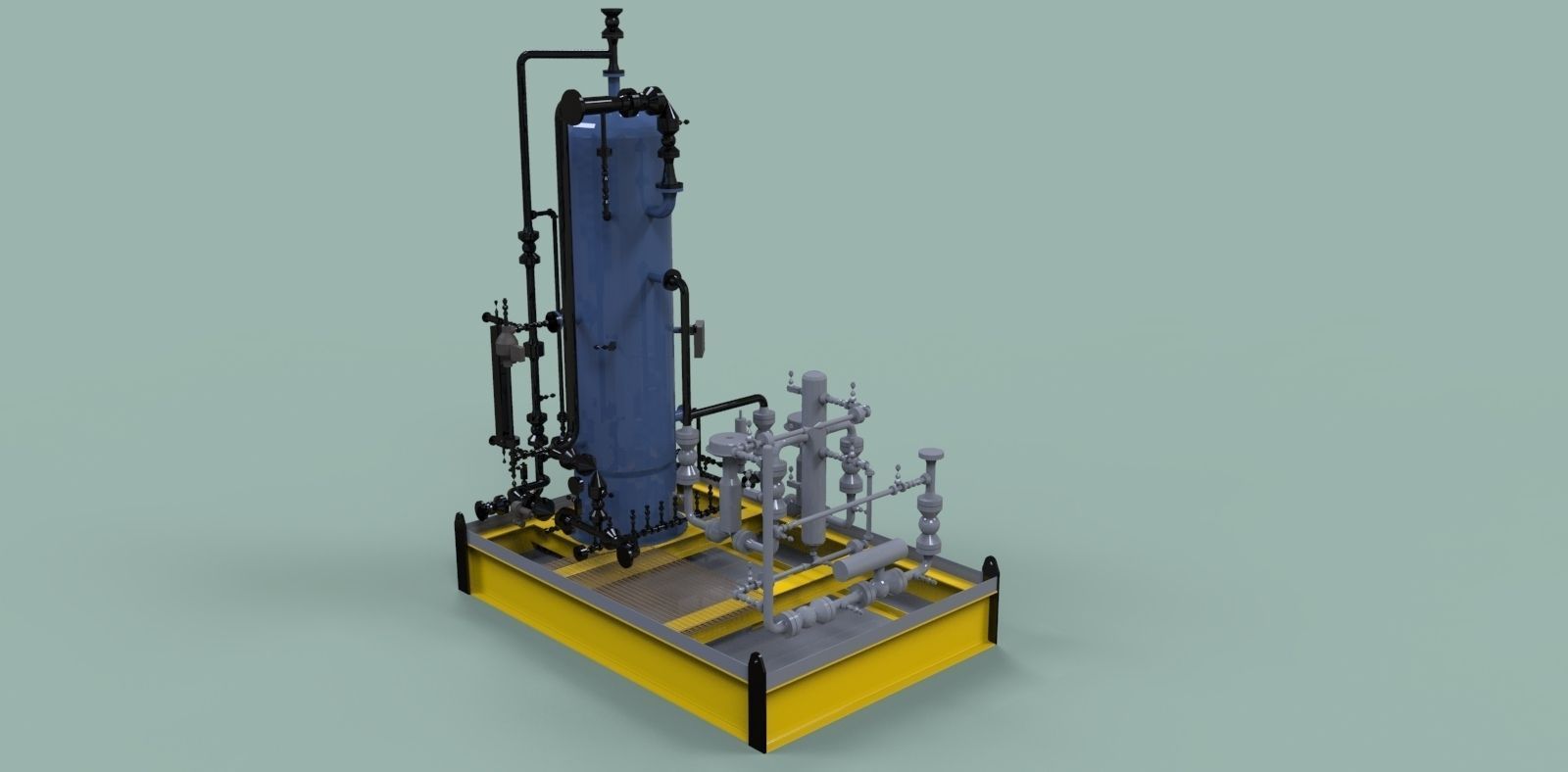 Fuel gas scrubber skid Free 3D model_4