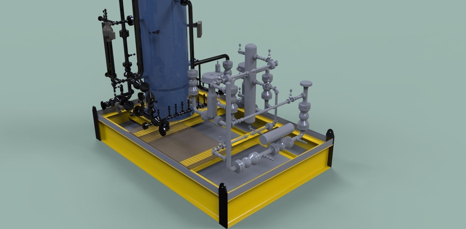 Fuel gas scrubber skid Free 3D model_1