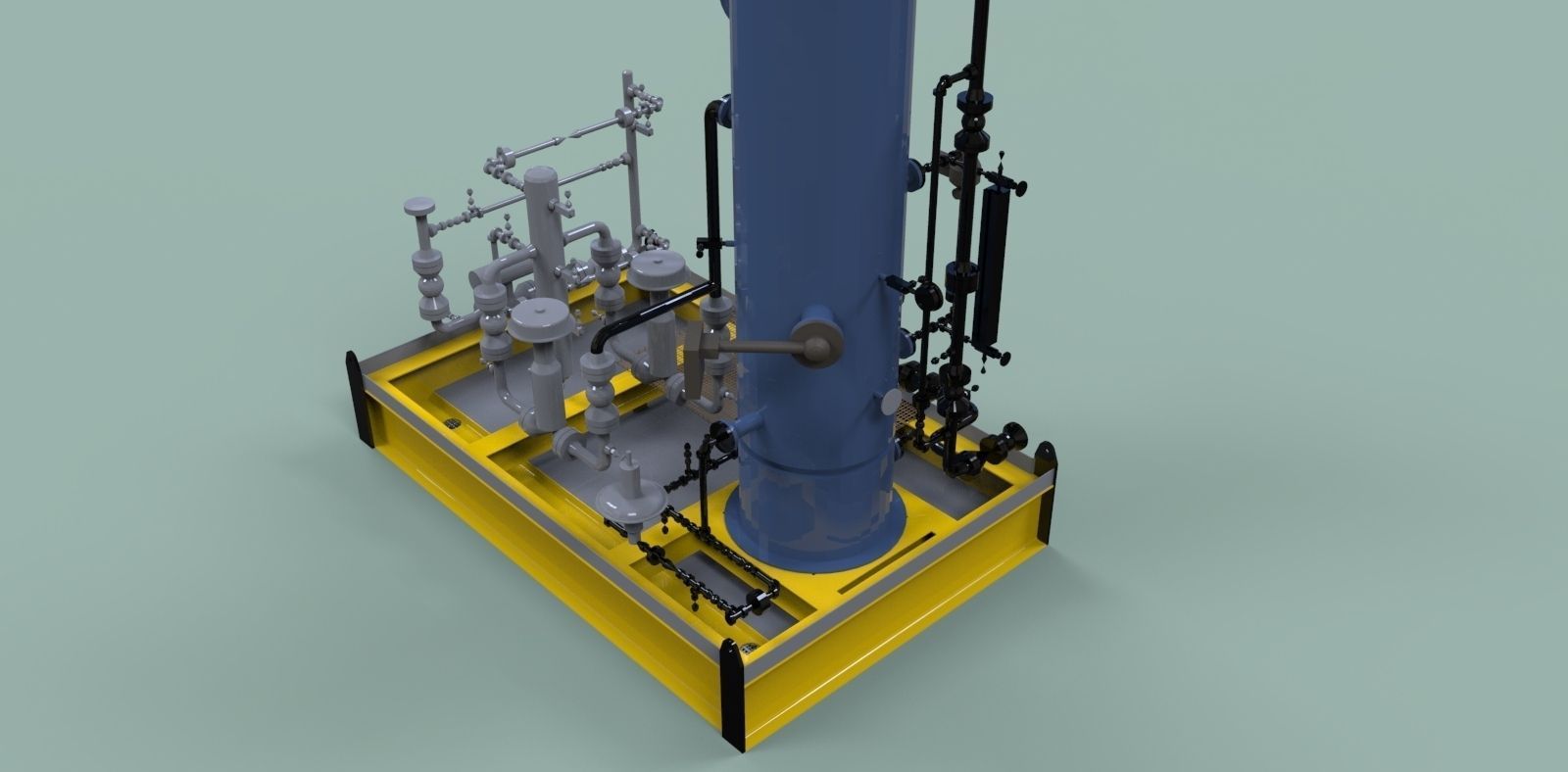 Fuel gas scrubber skid Free 3D model_3