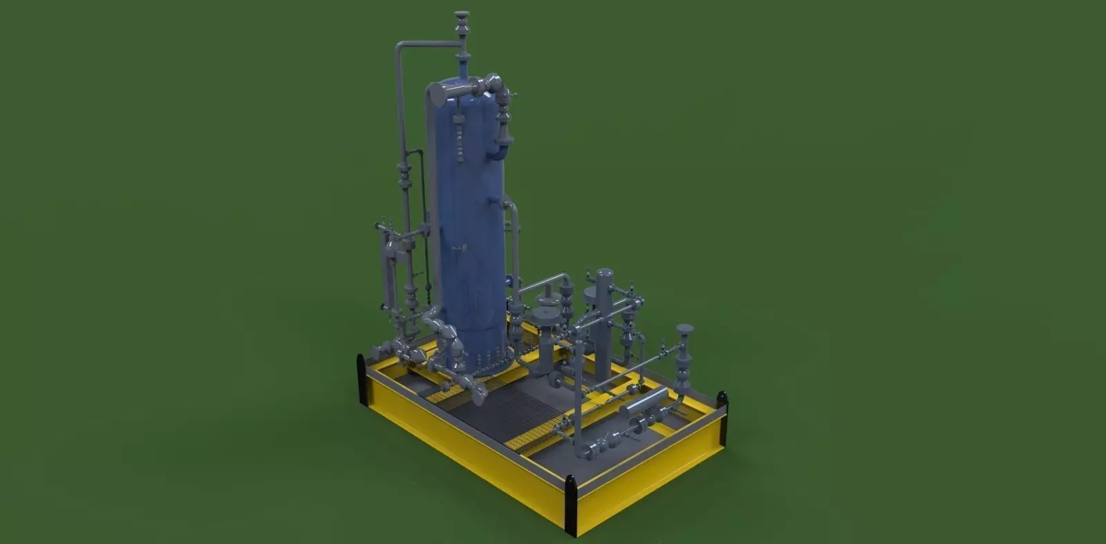 Fuel gas scrubber skid Free 3D model_0
