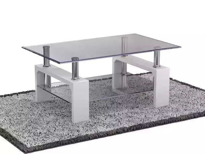 Glass Coffee Table Model-3 with Carpet