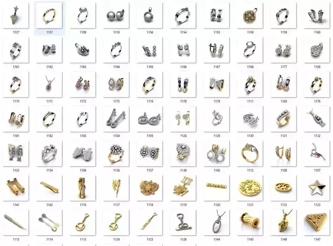 BULK-3DM-With Gems-EARRING 126 Files 3D print model