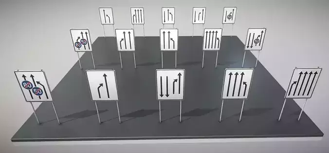 Verkehrszeichen-Einengungstafel directional signs on table
