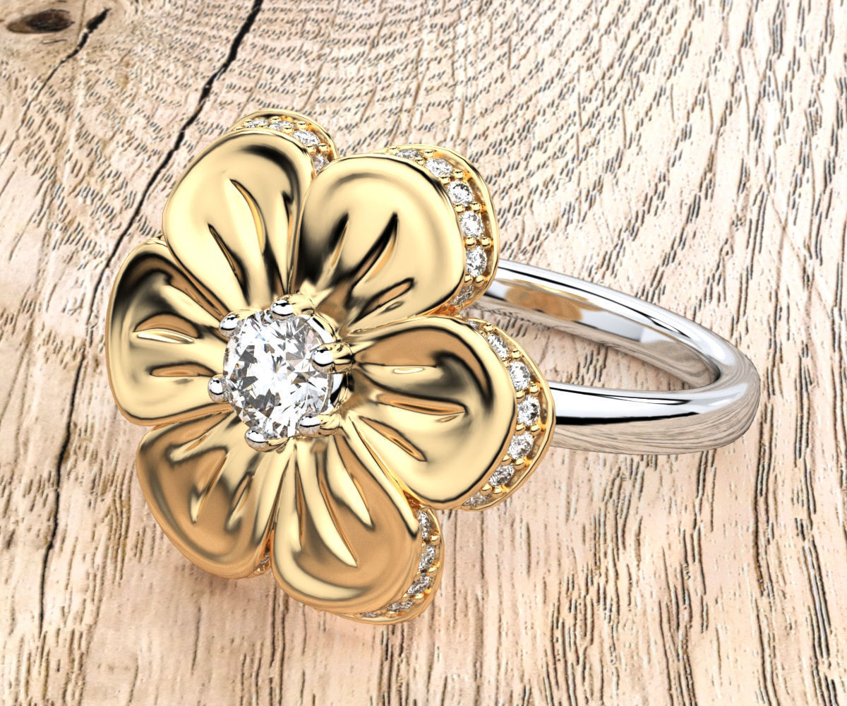 Flower Ring 3D print model_4