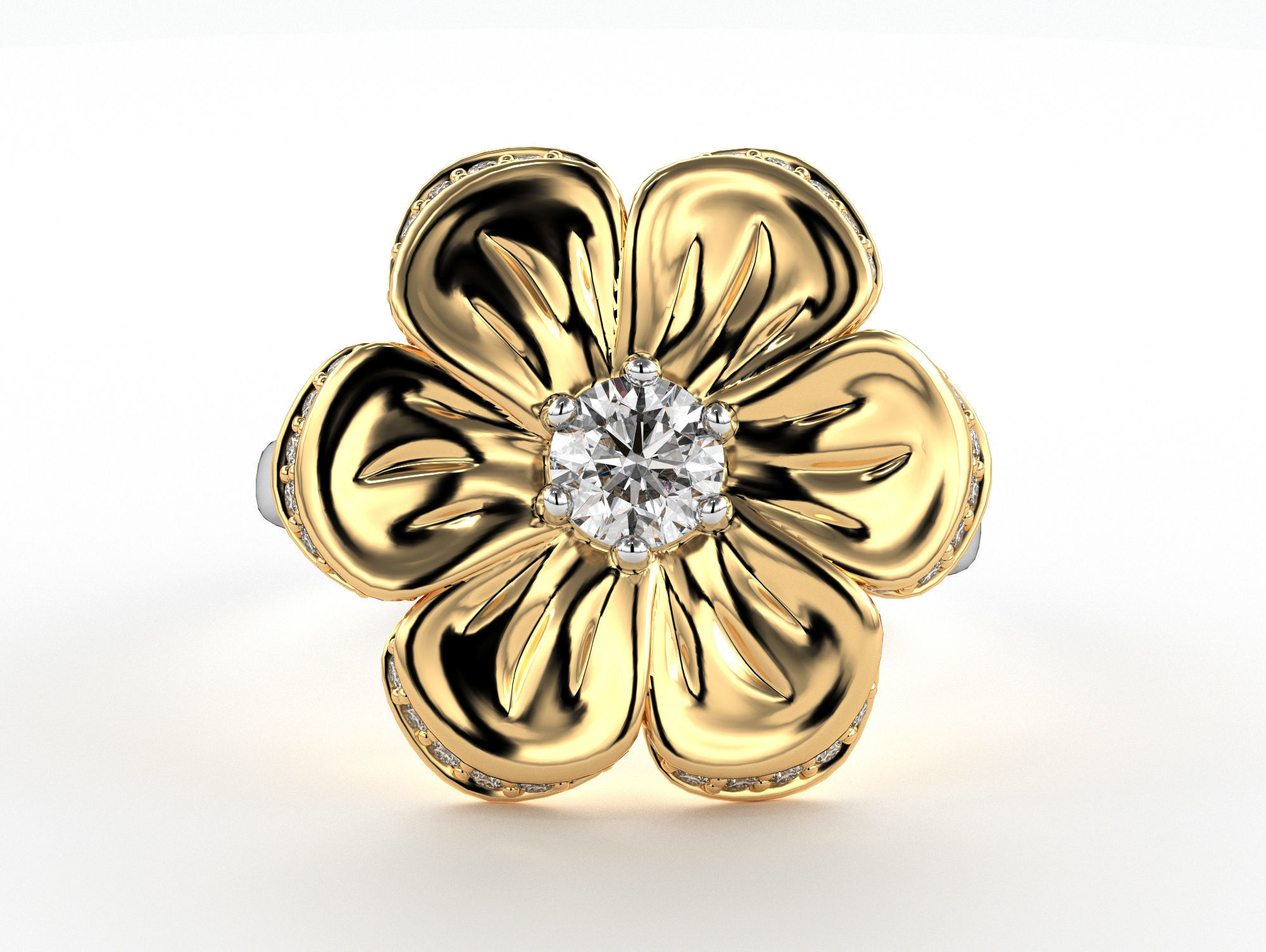 Flower Ring 3D print model_3