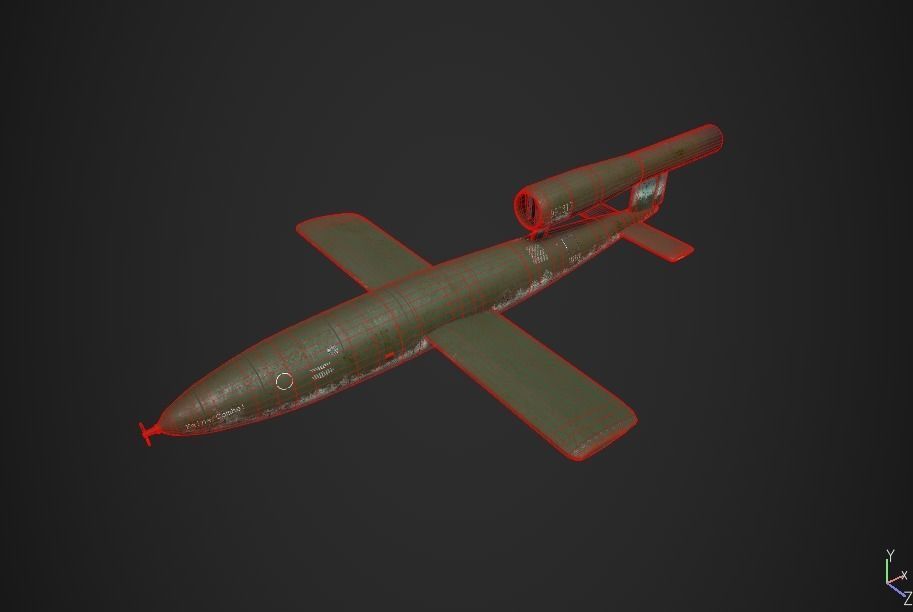 fieseler Fi 103  Low-poly 3D model_4