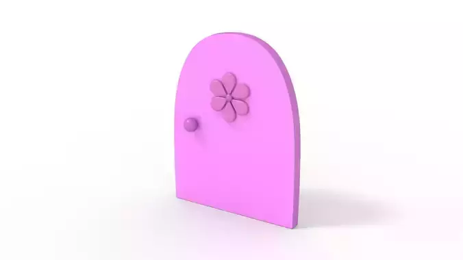 Pink Door Rigged with Flower 3D model