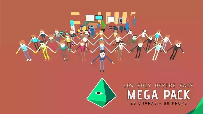 Low Poly Office Characters and Props Pack