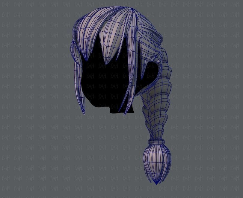 3D Hair style for girl V33 Low-poly 3D model_16