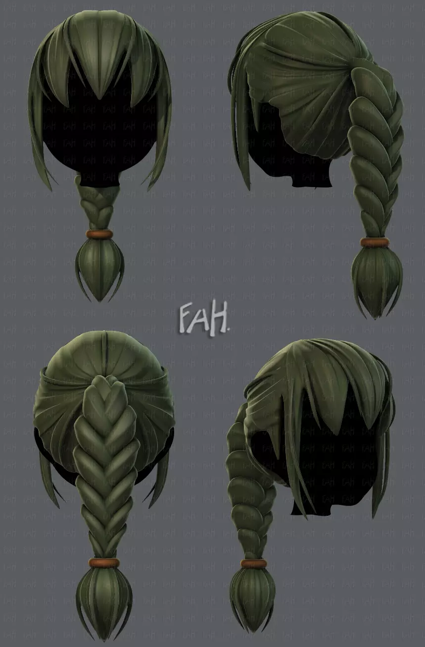 3D Hair style for girl V33 Low-poly 3D model_0