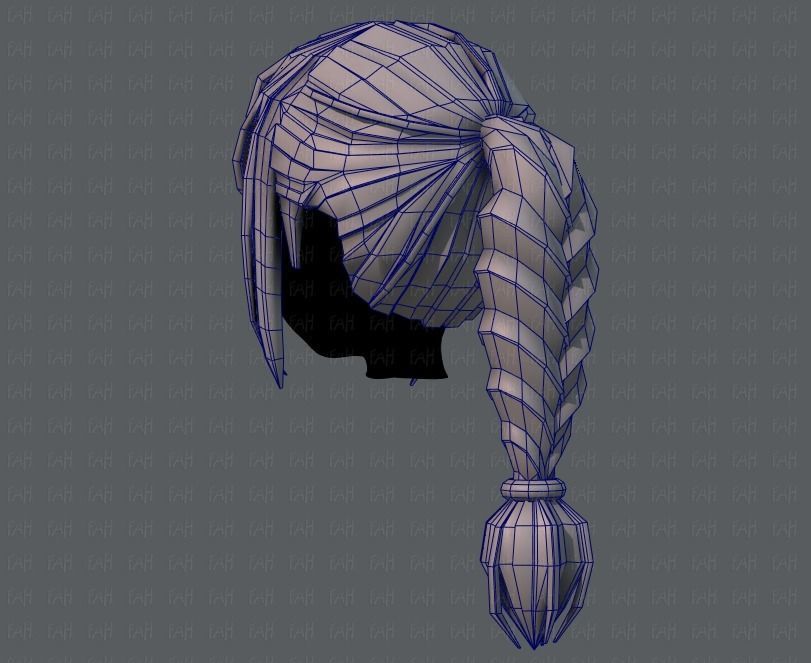 3D Hair style for girl V33 Low-poly 3D model_30