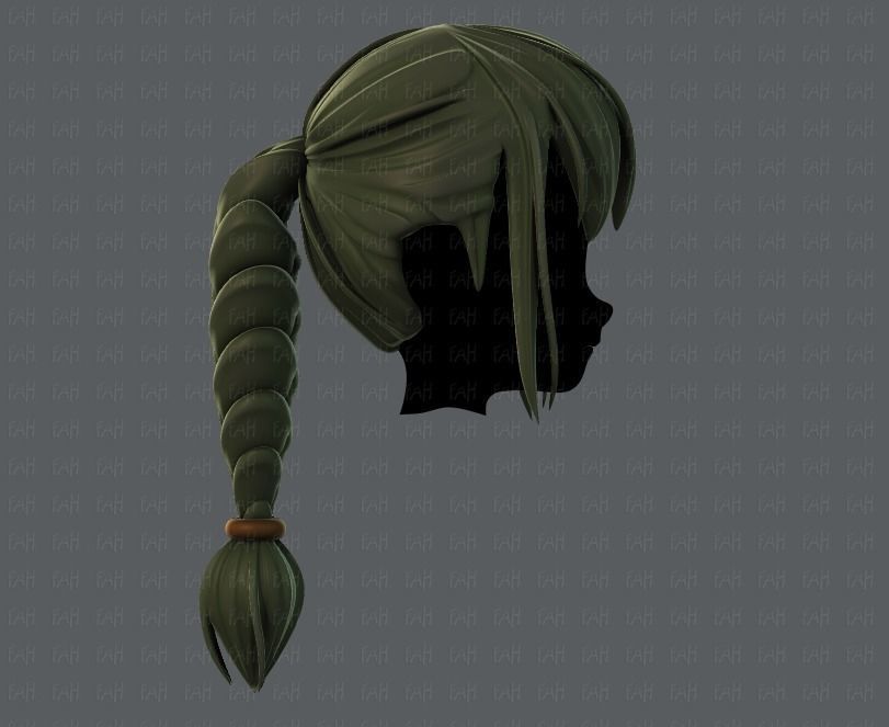 3D Hair style for girl V33 Low-poly 3D model_3
