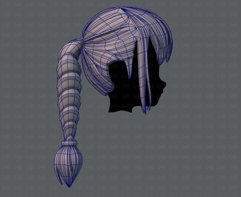 3D Hair style for girl V33 Low-poly 3D model_11