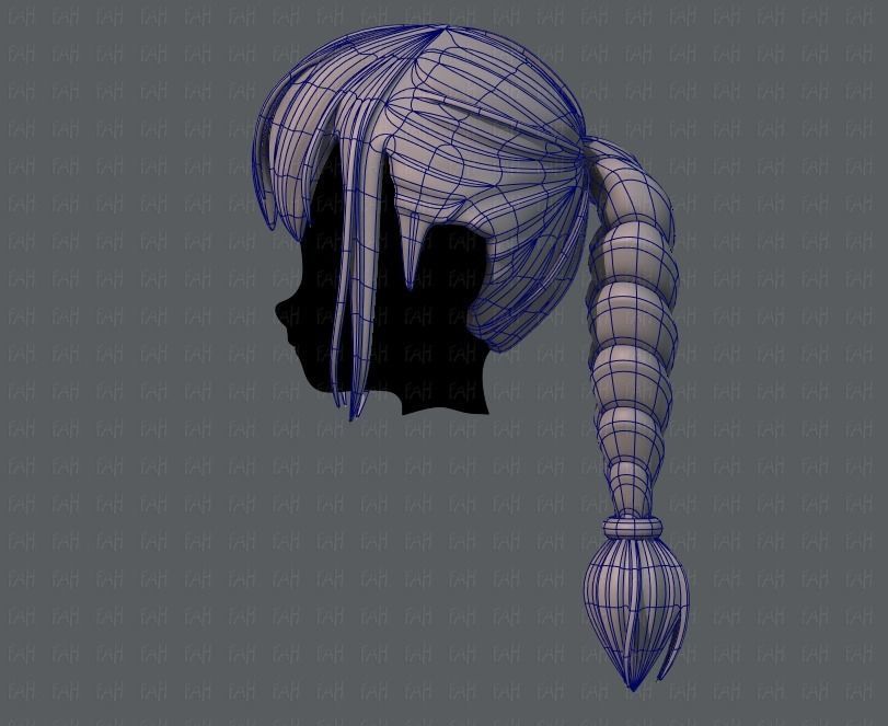 3D Hair style for girl V33 Low-poly 3D model_15